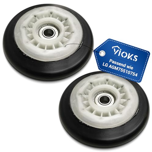 VIOKS 2x Laufrolle für Trommel Trockner Ersatz für LG AGM75510754 | Trommelrad Trommelrolle Rad, mit innenliegendem Kugellager Z809, Wäschetrockner