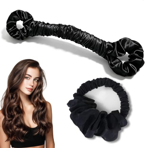 Lockenband über Nacht 2 Stück, Heatless Curls ohne Hitze für lange Haare | Weiches elastisches Locken Scrunchie Set für Overnight Curls, Reisen & sanfte Wellen ohne Lockenstab