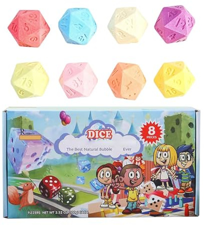 Bubbelbad, leksak tärning och naturlig fuktgivande rengöringsmedel, 8 st doftande skum badboll för kvinnor män mormor flickor ungdom familj