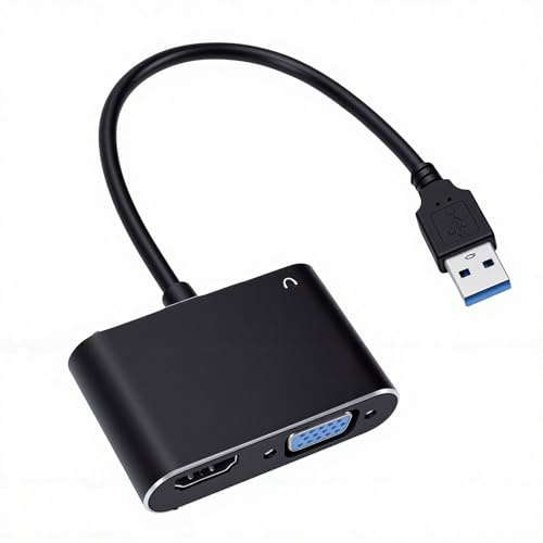 GOWENIC Adaptador USB 3.0 a VGA, Convertidor de Pantalla de Monitor Dual Compatible con 1920x1080P 60 Hz Full HD, con Extensión de Pantalla y Modos Espejo, para Sistemas y OS X
