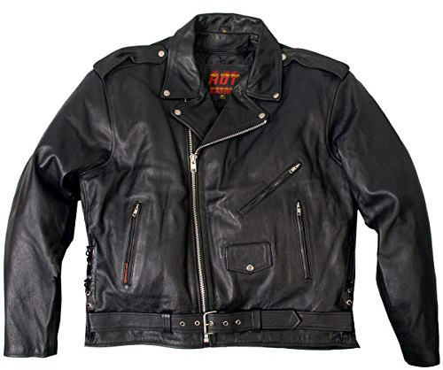 Hot Leathers Classic Motorcycle Jacket with Zip Out Lining (Black, Size 46)