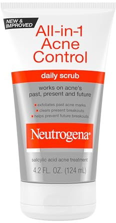Neutrogena All-In-1 Acne Control Daily Face Scrub to Exfoliate & Treat Acne, with 2% Salicylic Acid Acne Medication, Exfoliating Acne Facial Scrub for Acne Marks & Breakouts, 4.2 fl. oz, 3 Pack