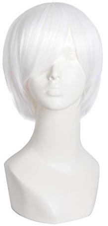 MapofBeauty Cosplay Kostüm Männer kurze gerade Perücke (weiß)