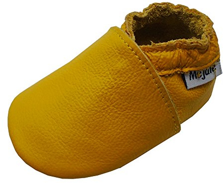 Mejale Chaussons Cuir Souple Chaussures Cuir Souple Chaussons Enfants Pantoufles Chaussures Premiers Pas(0-6 Mois, Jaune,S)