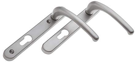 Fab & Fix - UPVC Hardex Satin (Silver) Windsor Door Handle Set, 92mm PZ, Lever/Lever, 122mm Screw Centres for External Doors