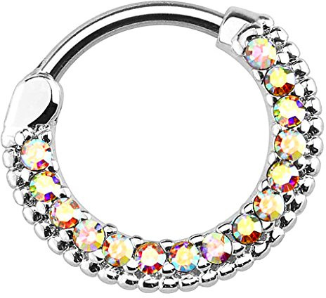 Piersando Piercing Scharnier Clicker Ring Schild Tribal mit Kristall Strass Steinen Vintage Septum für Tragus Helix Ohr Nase Lippe Brust Intim