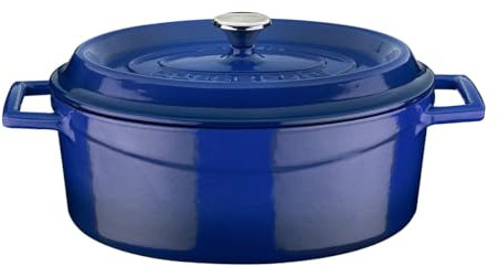 LAVA Cook Ware Trendy in ghisa smaltata casseruola/teglia, ovale, 25 cm, 3,19 L, colore: blu