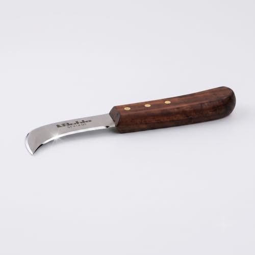 Glasermesser in Profiqualität, Sichelform mit Innenschneide zum Auftrennen von Versiegelungen Silikon-Fugen, Klinge aus Stahl, Griff aus Holz