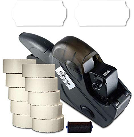 Preisauszeichner Set Uno C6 inkl. 10 Rollen 26x12 Preisetiketten - weiss permanent + 1 Farbrolle | Preisauszeichnungsgerät | HUTNER