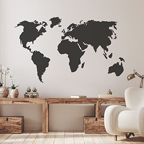 GRAZDesign Wandtattooo Weltkarte, Wandaufkleber Wandsticker mit Kontinenten, Wohnzimmer - 102x57cm / 070 schwarz