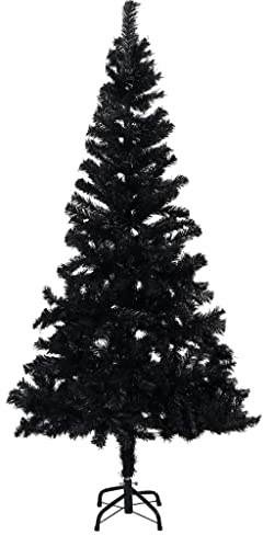 vidaXL Künstlicher Weihnachtsbaum mit Ständer Schwarz 180 cm PVC