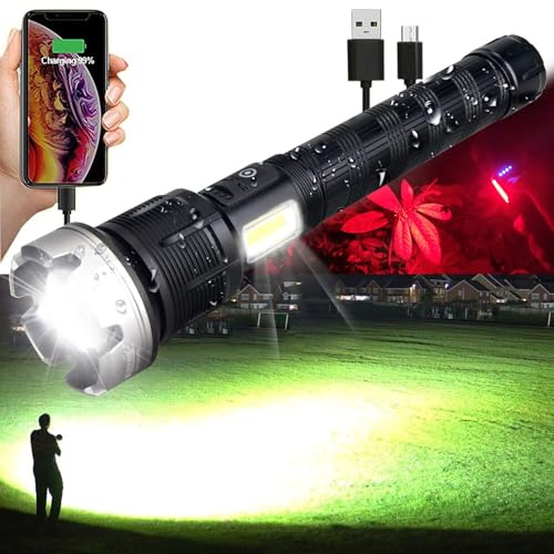 VASTFIRE Linternas Recargables Altos Lumens 2000000 Zoomable 2023 Mejor Proyector Proyector Luz Linternas Más Brillante del Mundo Linterna Al Aire Libre Apagón