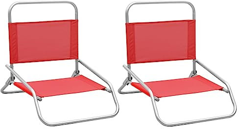 vidaXL 2X Strandstuhl Klappbar Klappstuhl Campingstuhl Faltstuhl Stuhl Stühle Gartenstuhl Anglerstuhl Strandstühle Outdoor Rot Stoff