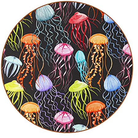 Set di 6 sottobicchieri per bevande, acquerello, motivo meduse, sottobicchiere rotondo, resistente al calore, riutilizzabili, per casa, ristorante, ufficio e bar, 10 cm