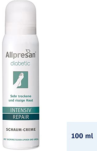 Allpresan diabetic INTENSIV + REPAIR ohne Urea Schaum-Creme - bei Diabetes mellitus - für sehr trockene bis rissige Fußhaut - 100 ml