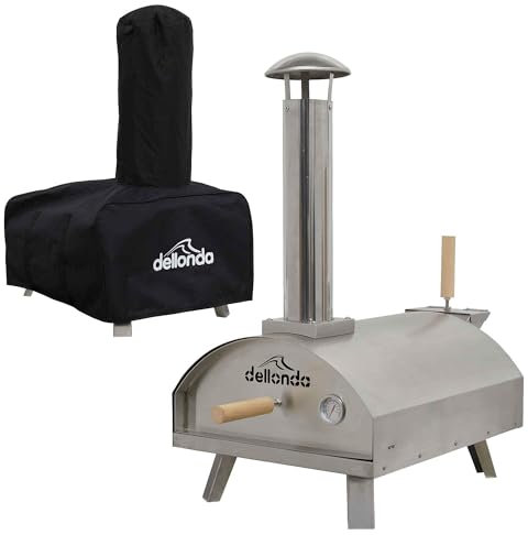 Dellonda Portable Wood-Fired Pizza Oven and Smoking Oven, Stainless Steel, Supplied with Weatherproof Cover/Carry Bag - DG219