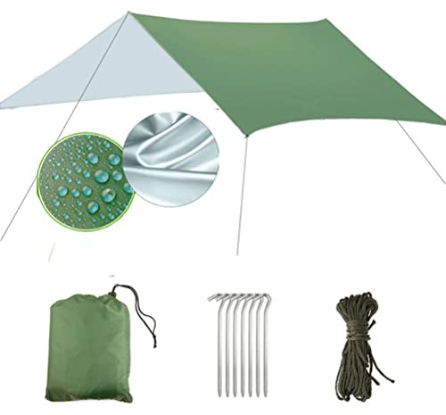 WINBST Camping Tarp, Wasserdicht Zeltplanen 3x3/3x4m Multifunktionales UV Schutz Sonnensegel Zelt Tarp für Camping, Wandern, Picknick, Outdoor Aktivitäten