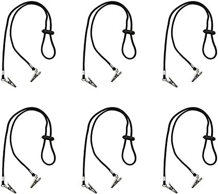 Attache Serviette de Table, Lanière de Serviette Flexible, Accessoires de Dîner, Réglable Porte-Pince à Bavoir Chaîne Clip de Bavoir, pour Hommes Femmes Enfants, Familial Restaurant, Noir, 6 Pièces