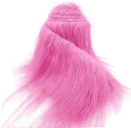 Tela de piel sintética para manualidades Rosa, Peluche artesanal peludo 10 x 170 cm para DIY Santa/Barba de gnomo, traje de piel, disfraz de cosplay de Halloween de Navidad hecho a mano