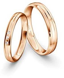 JC Trauringe 333 Gold Paarpreis Poliert I Traumhafte Eheringe I Einzigartige Partnerringe Rotgold mit Gravur in edler Schatulle I 2 Hochzeitsringe Damenringmit Steinen & Herrenring I ICT12