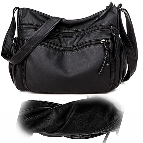HAWILL Kleine Handy Umhängetasche Damen Handytasche zum Umhängen Leder Crossbody Bag mit Breiter Gurt für iPhone Samsung Huawei