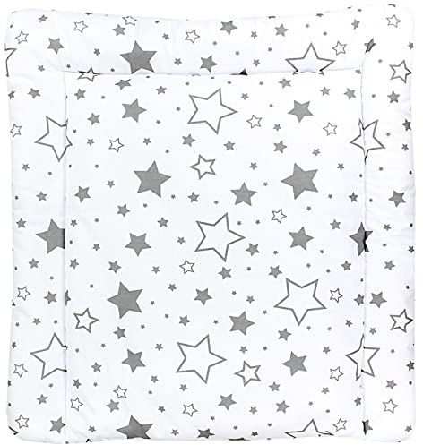 TupTam Baby Wickeltischauflage mit Baumwollbezug Gemustert, Farbe: Graue Galaxie, Größe: 70 x 60 cm