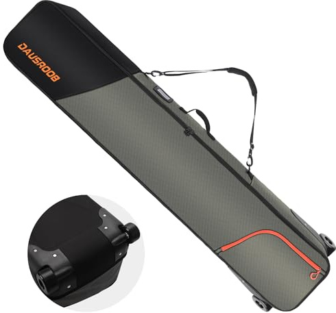 DAUSROOB Bolsa de Esquí con Ruedas – Impermeable, Resistente al Desgaste, con Correas Ajustables y Almohadillas de Protección – Ideal para 1-2 Pares de Esquís y Equipos (164CM)