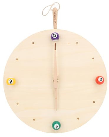 Alomejor Billardkugel-Wanduhr, 30,5 cm, Schima Superba-Holz, Einzigartige Maserung, Billardkunst, AA-Batteriebetrieb, für Raumdekoration