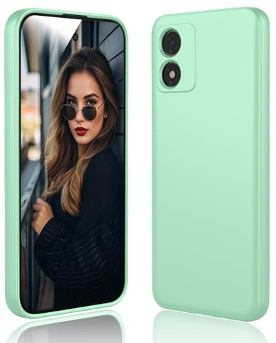 DESSEN Funda para Motorola Moto E13 - Líquida Silicona Carcasa con Forro de Microfibra Antiarañazos Delgada y Suave TPU Cover Anti-Choques Protectora Case, Verde Claro