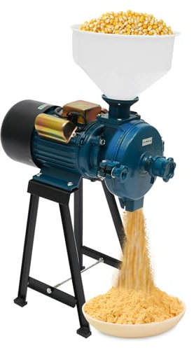 Molino de cereales eléctrico Trituradora de Grano 2200W 1400 rpm, maquina moler maiz para chatarra, malta, picadora, maíz, pienso, azul, Velocidad>50kg/h