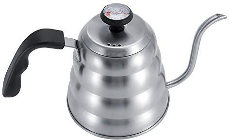 XHTLLO Kaffee-Teekanne aus Edelstahl Mit Schwanenhals Und Thermometer, Rostfrei, Ergonomischer Griff, Sicher Für Gas-, Elektro- Und Induktionsherde, Großes Fassungsvermögen(1.2L)