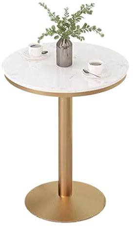 Yopappol Runder Bartisch, Bistro-Pub-Tisch, Outdoor-/Indoor-Konferenztisch, Kaffee-Besprechungstisch, Bistro-Esstisch, Frühstückstische, weiße Marmorplatte und goldene Metallbeine(Size:Height 95cm)