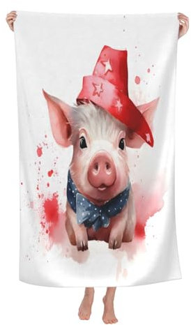 Mikrofaser Strandtuch Niedliches Rosafarbenes Schwein Reisehandtuch Erwachsene Badetuch Groß Tragbares Duschtücher, Für Schwimmbad, Strand, Wandern, 80x130cm