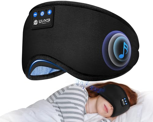LOVE EYE Sleep Headphones, Bluetooth 5.4 Sleeping Eye Mask, Wireless Music Earphones with HD Speakers for Side Sleepers, Total Blackout Cotton Mask for Air Travel, Home, Office, Cool Tech Gifts