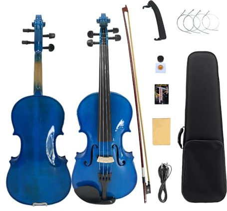 Yinfente - Violín acústico eléctrico, 4/4, tamaño completo, 4 cuerdas, abeto de arce para estudiantes, violín para principiantes violín, arco de madera de Brasileña, cable, paño de limpieza,