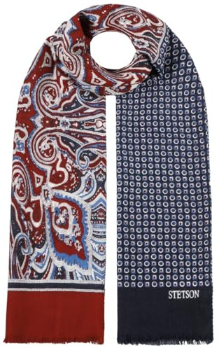 Stetson Wollschal Paisley Winterschal Unisex Made in Germany dunkelblau-rot One Size