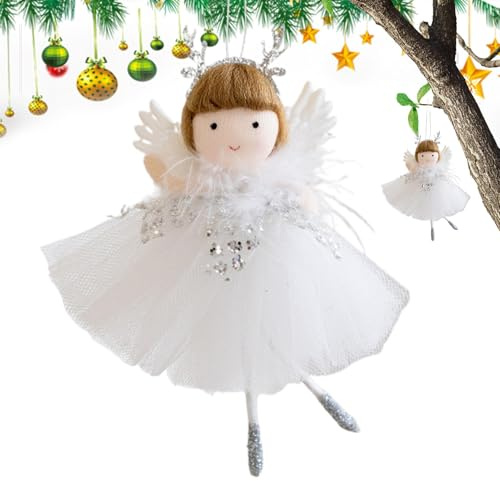 Wpsagek Ornamenti per Bambole Angelo, Ornamenti per Angelo Natalizio per Albero | Home Ciondolo Bambola Angelo - Ornamenti Natalizi da Appendere, Gonna, Ali d'Angelo, Ciondolo per Bambola, per la