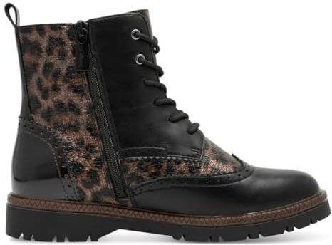 s.Oliver Damen Schnürstiefel ohne Absatz mit Reißverschluss Vegan, Mehrfarbig (Leopard Comb.), 39 EU