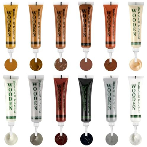 Kit di riparazione per pavimenti in laminato, 12 colori, kit di riparazione per mobili in legno, riempitivi per ritocchi in legno, riparazione graffi per pavimenti in legno, bianco, nero, grigio,