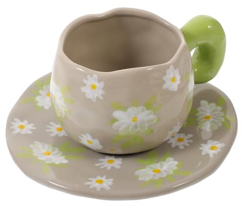 EXHUMKY Vintage French Coffee Cup Fine Mug Cup Saucer Adorable Breakfast for Home Office