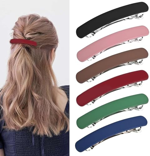 Lot de 6 barrettes à cheveux pour femme, couleur mate, pinces à cheveux françaises plates, pinces à cheveux en métal, sans dommages aux cheveux, pinces à cheveux vintage élégantes pour filles et