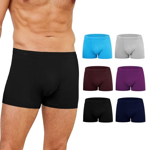 ZAKASA bambù Boxer Corti Uomo: Mutande da Uomo Boxer Aderenti Senza Etichette Elasticizzato Morbidi Traspiranti per Ufficio Palestra Quotidiano Estate Taglie XL Colorato Pacco da 6