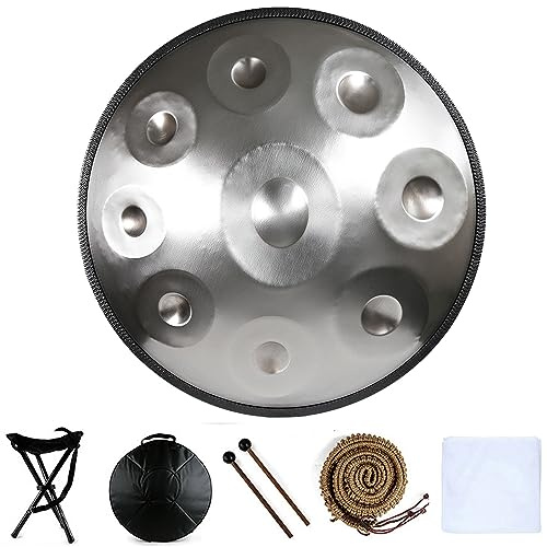 Handpan Drum in D-Moll Stahlinstrument mit Tasche, Schlägel und Ständer für Musikbegeisterte