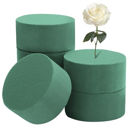 APOMOON Spugna per Fiori 6 Pezzi, Spugna Fiori Finti, Schiuma Floreale per Fiori Freschi, Schiuma Floreale Rotonda da 8 cm per Matrimoni in Famiglia (Verde)