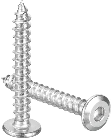 QUARKZMAN M6 x 45mm (25 Pezzi) Viti a Testa Cava Piatta Rotonda, Acciaio Inossidabile Autofilettanti con Filettatura Completa per Mobili in Legno