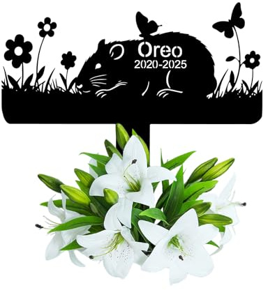 Wondramble Grabstein Meerschweinchen für Draußen,grabschmuck Meerschweinchen wetterfest,gartenstecker,gedenktafel,Edelstahl grabstecker personalisiert