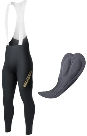 ROCKBROS Cuissard Long Cycliste Homme à Bretelles, Pantalons de Vélo 3D Rembourrés Haute Élasticité Respirants Séchage Rapide sans Couture, pour Printemps Été Automne, VTT Route, Noir M-XL