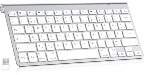 PINKCAT Bluetooth Tastatur Kabellos Tastatur (BT5.1+2.4G) | Deutsches QWERTZ Layout Kompakte Ultra Slim Scherentastatur, Funktastatur kompatibel mit Windows/macOS/iOS/Android