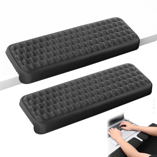 L-Förmige Armauflage Schreibtisch, 2-Teiliges Set Handgelenkauflage, Memory Foam Wrist Rest, Handballenauflage Tastatur für Tisch oder Schreibtisch Kante, Büro, Gaming, 30 x 10 cm, Schwarz