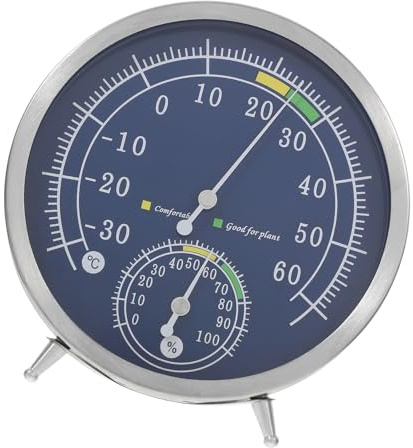 Hemobllo Termómetro Higrómetro de Acero Inoxidable para Casa y Pared Medición de Alta Precisión, Diseño Versátil y Uso Doméstico en Color Plata